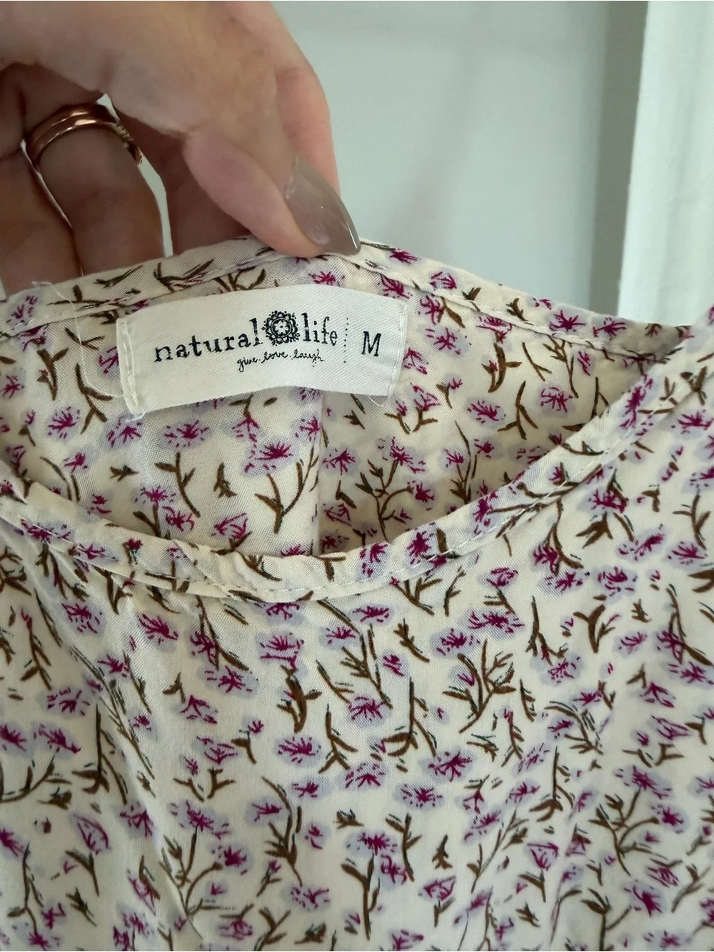 NATURAL LIFE Cream Floral Print Sleeveless Dress with Blossoms - Picture 4 of 4